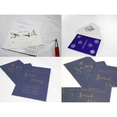 Luxury custom 800g thick paper thank you post card with foil logo