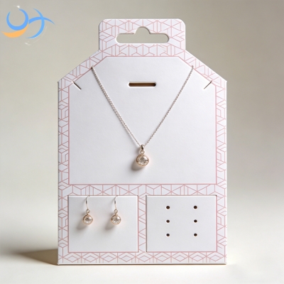 Custom Print High Quality White Cardboard Earring Card Necklace Packaging Card Customized Shape Logo for Jewelry Display