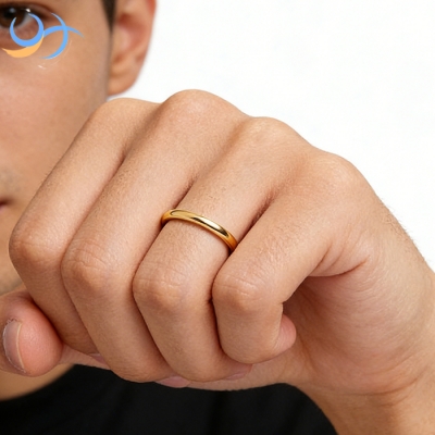 Couple for Minimalist Fine Jewelry 925 Sterling Silver 14K & Rhodium Gold Plated Round Bold Wedding Engagement Ring for Women