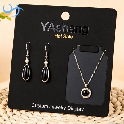 Customized Jewelry Black Card Private Label Earring Cards with Logo Necklace Paper Packaging for Showcase Storage Paper Card